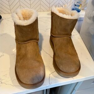 UGG Fluffy Cream Sheepskin Boots